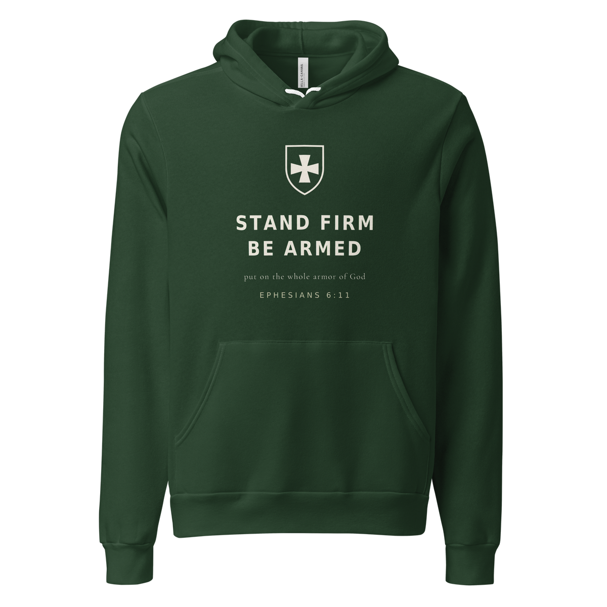 STAND FIRM BE ARMED Forest Hoodie — Back View