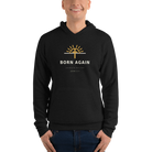 BORN AGAIN Black Heather Hoodie — Front View