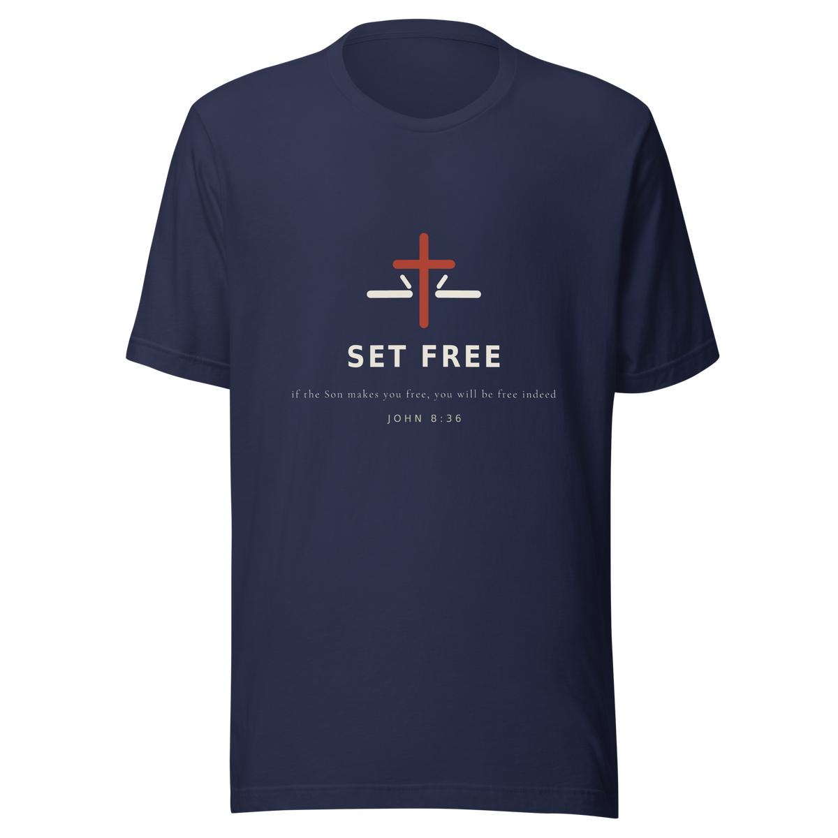 SET FREE Navy Tee — Back View
