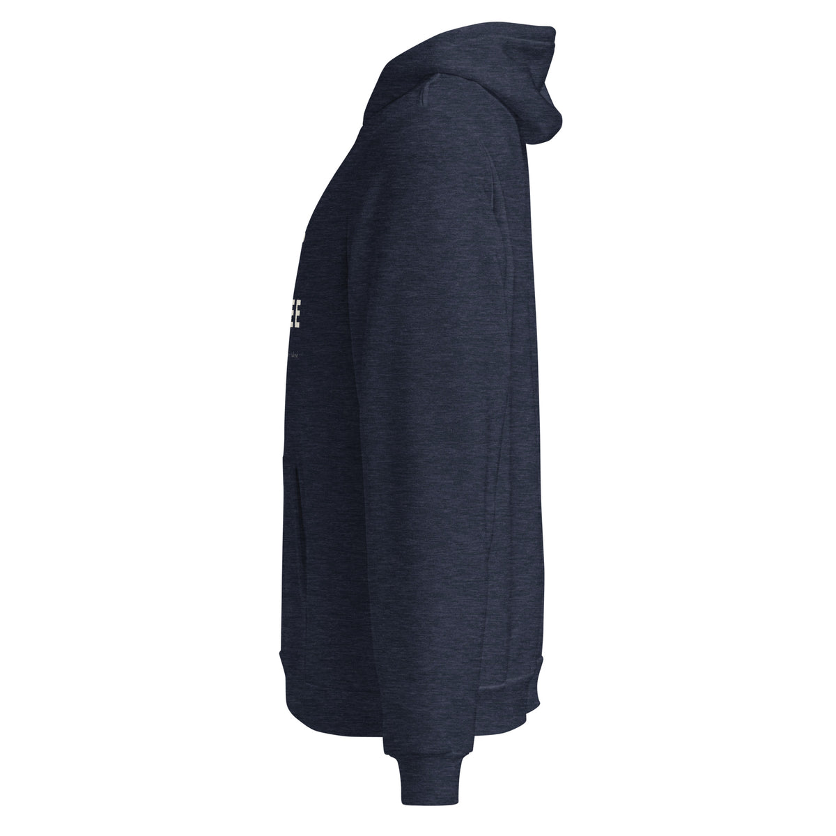 SET FREE Heather Navy Hoodie — Left Sleeve View
